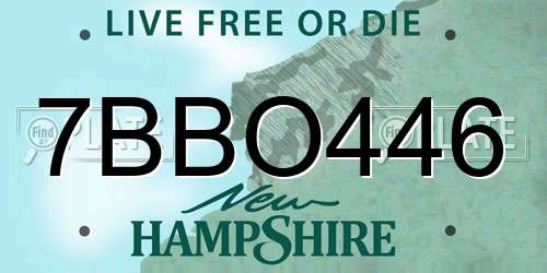 7BBO446 New Hampshire License Plate