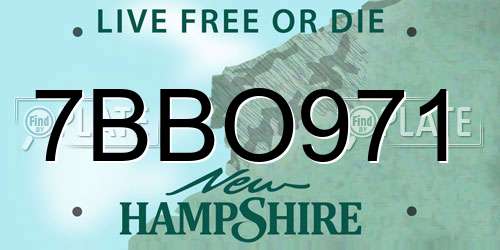 7BBO971 New Hampshire License Plate