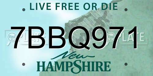 7BBQ971 New Hampshire License Plate