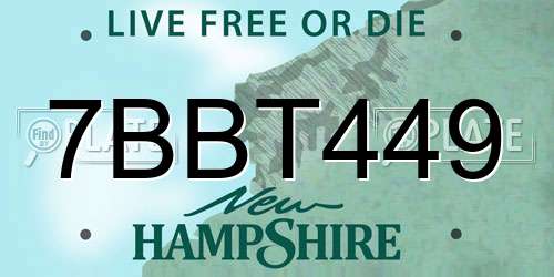 7BBT449 New Hampshire License Plate