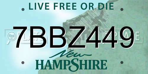 7BBZ449 New Hampshire License Plate