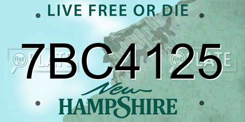 7BC4125 New Hampshire License Plate