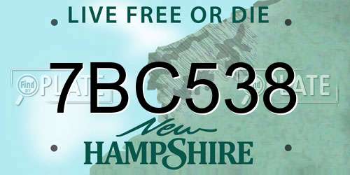 7BC538 New Hampshire License Plate