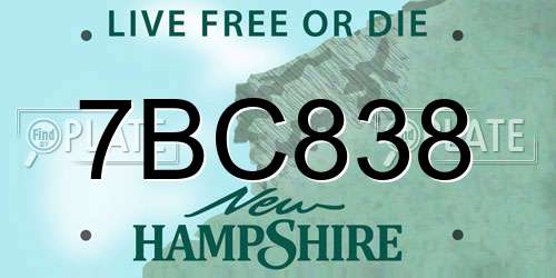 7BC838 New Hampshire License Plate