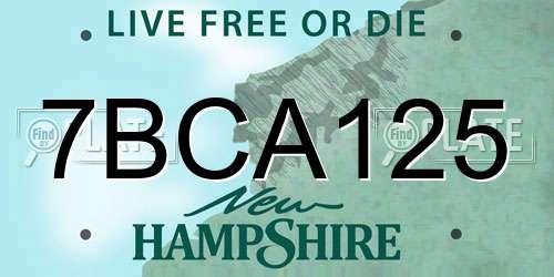 7BCA125 New Hampshire License Plate