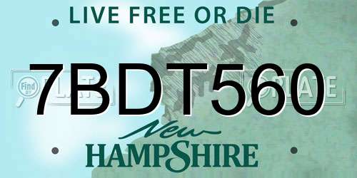 7BDT560 New Hampshire License Plate