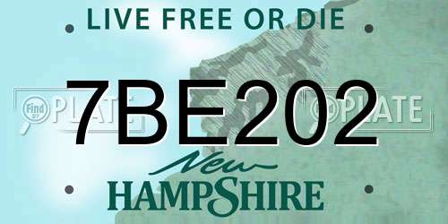 7BE202 New Hampshire License Plate