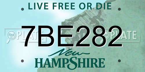 7BE282 New Hampshire License Plate