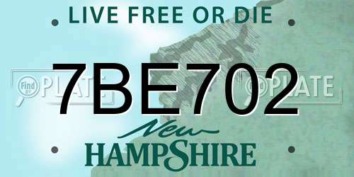 7BE702 New Hampshire License Plate