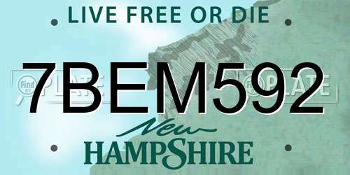 7BEM592 New Hampshire License Plate