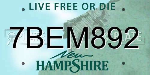 7BEM892 New Hampshire License Plate