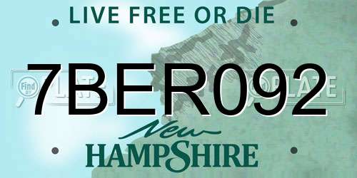 7BER092 New Hampshire License Plate