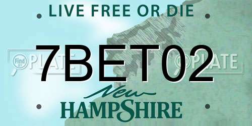 7BET02 New Hampshire License Plate