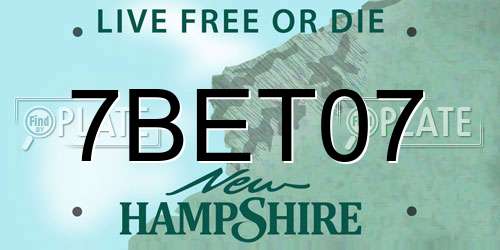 7BET07 New Hampshire License Plate