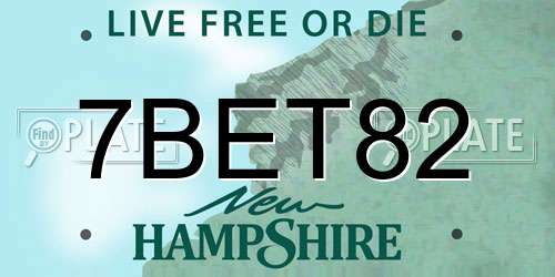 7BET82 New Hampshire License Plate