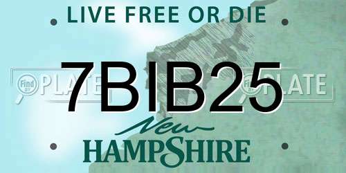 7BIB25 New Hampshire License Plate