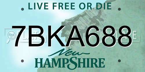 7BKA688 New Hampshire License Plate