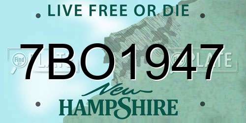 7BO1947 New Hampshire License Plate