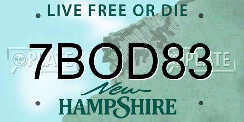 7BOD83 New Hampshire License Plate