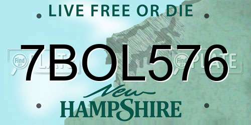 7BOL576 New Hampshire License Plate
