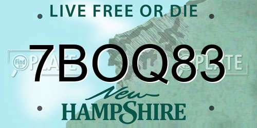 7BOQ83 New Hampshire License Plate