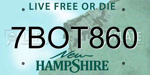 7BOT860 New Hampshire License Plate