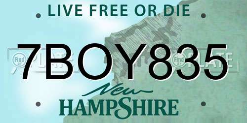 7BOY835 New Hampshire License Plate