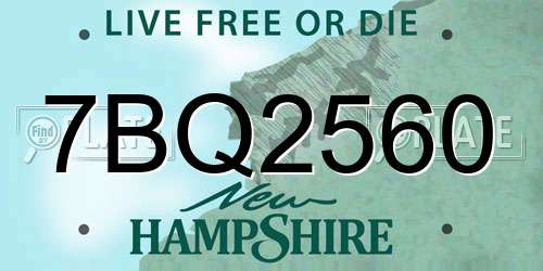 7BQ2560 New Hampshire License Plate