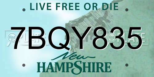 7BQY835 New Hampshire License Plate