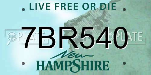 7BR540 New Hampshire License Plate