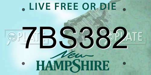 7BS382 New Hampshire License Plate