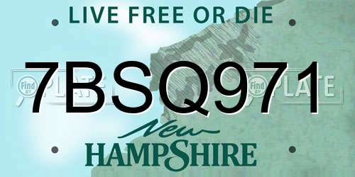 7BSQ971 New Hampshire License Plate