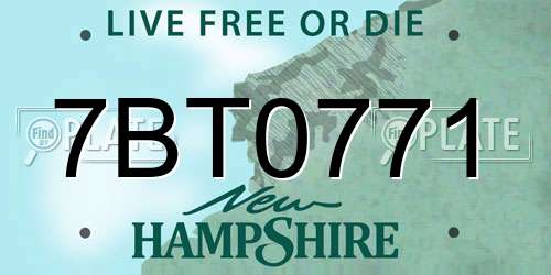 7BT0771 New Hampshire License Plate