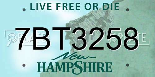7BT3258 New Hampshire License Plate