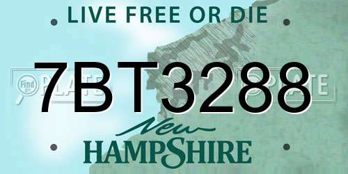 7BT3288 New Hampshire License Plate