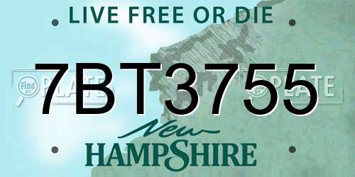 7BT3755 New Hampshire License Plate