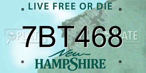 7BT468 New Hampshire License Plate