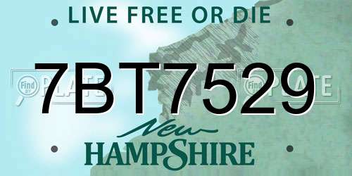 7BT7529 New Hampshire License Plate