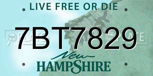 7BT7829 New Hampshire License Plate