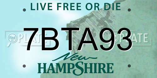 7BTA93 New Hampshire License Plate