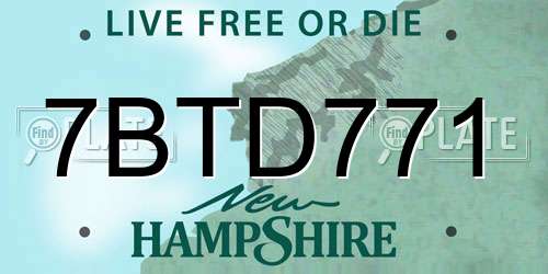 7BTD771 New Hampshire License Plate