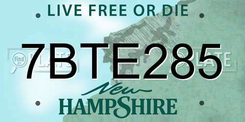 7BTE285 New Hampshire License Plate