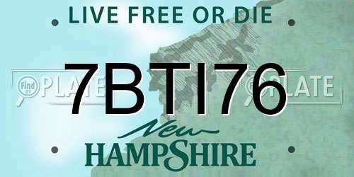 7BTI76 New Hampshire License Plate