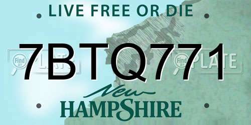 7BTQ771 New Hampshire License Plate