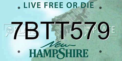 7BTT579 New Hampshire License Plate