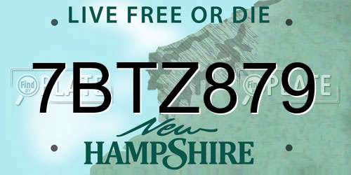 7BTZ879 New Hampshire License Plate