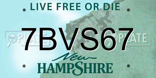 7BVS67 New Hampshire License Plate