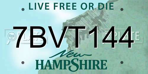 7BVT144 New Hampshire License Plate