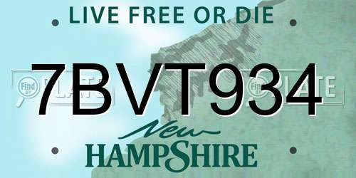 7BVT934 New Hampshire License Plate