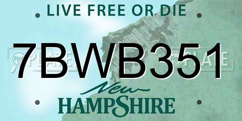 7BWB351 New Hampshire License Plate